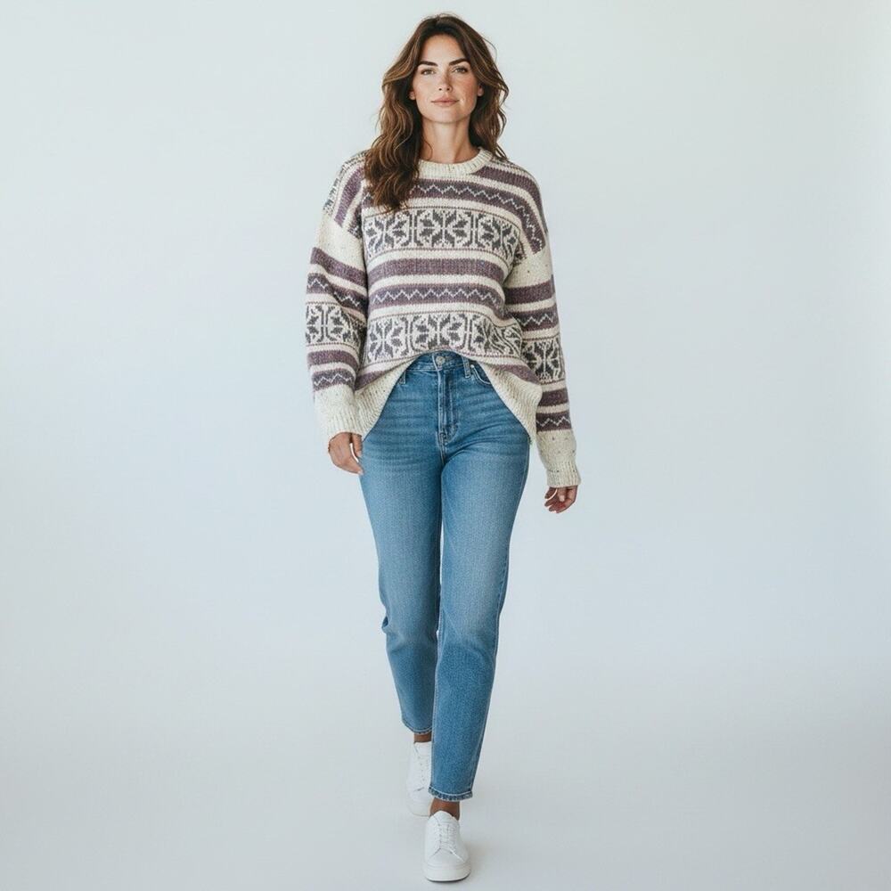 Northern Isles Nordic Fair Isle Sweater Large Vintage Wool Cottagecore
